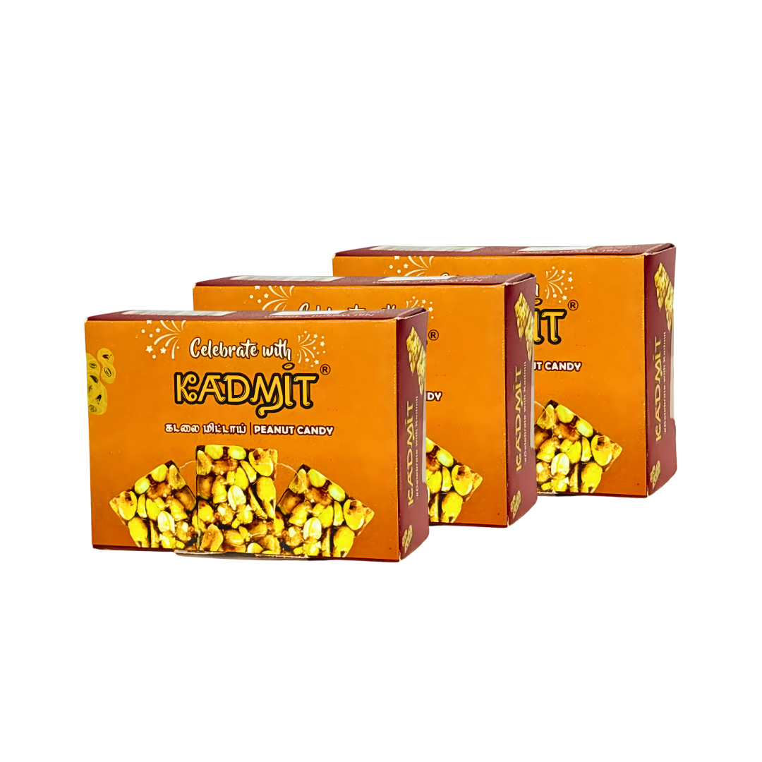 Kadmit Kadalai Mittai – Combo Pack of 3 (400g x 3 Packs)-150 pcs x 8gms | Traditional Peanut Candy